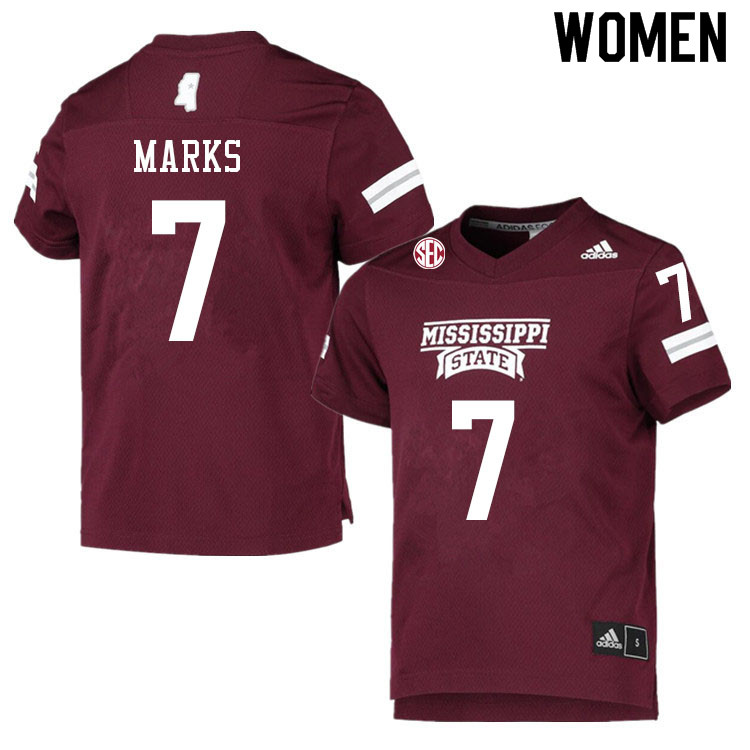 Women #7 Jo'quavious Marks Mississippi State Bulldogs College Football Jerseys Sale-Maroon
